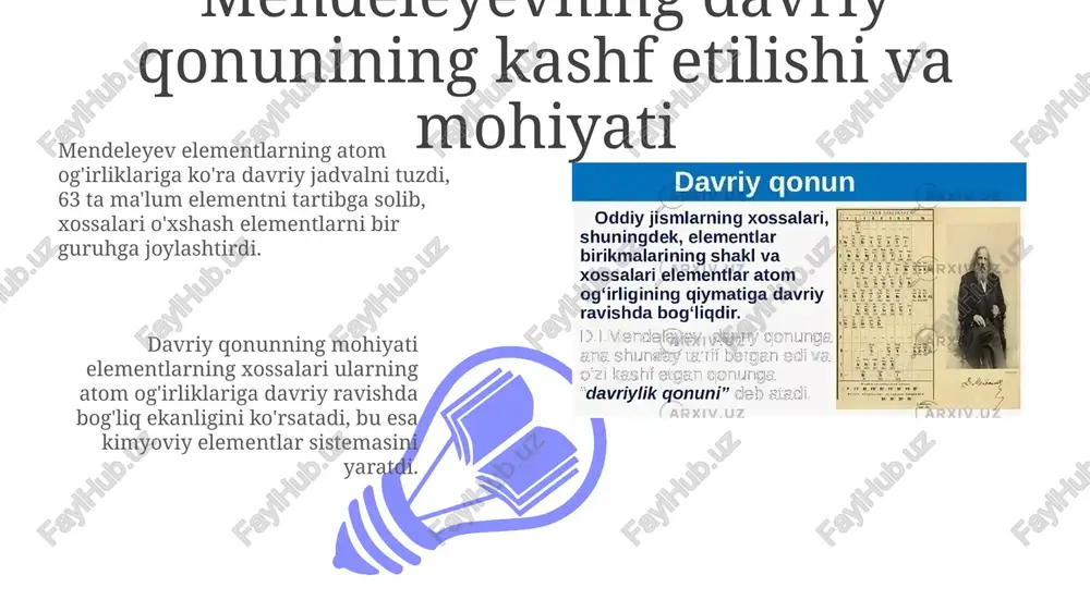mendeleyevning davriy qonunining kashf etilishi va mohiyati - Page 3