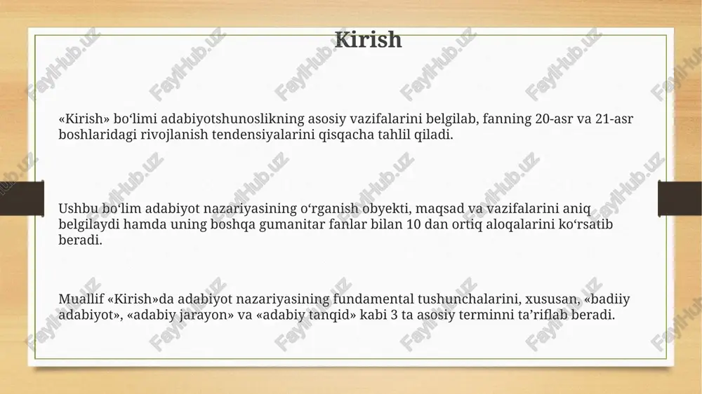chiga oladi, bu esa zamonaviy adabiyotshunoslikka 15 dan ortiq yangi tushunchalarni olib kirdi. quronovning sharq adabiyoti nazariyasiga oid ishlari, xususan, “alisher navoiy poetikasi” asari sharq adabiyotining 7 asosiy tamoyilini yangicha talqin etishga bag'ishlangan. tanqidiy tahlil va baholash kitobda janrlar nazariyasiga oid qarashlar baholanar ekan, 20-asr adabiyotshunosligidagi shakliy o'zgarishlar va an'anaviy janrlarning transformatsiyasi chuqur tahlil qilingan. quronov asarida adabiy tanqidning 12 ta asosiy tamoyili, xususan, tarixiy kontekst va muallif niyatini tushunish muhimligi tanqidiy tahlil mezonlari sifatida ko'rsatilgan. quronovning poetika va uslubga oid fikrlari 3 xil nuqtai nazardan, jumladan, lingvistik, madaniy va falsafiy kontekstda tahlil qilinib, muallifning yondashuvi baholanadi. zamonaviy adabiyotshunoslikdagi o'rni quronovning asari 21-asr adabiyotshunosligida matnlararo aloqalarni tahlil qilishda muhim o'rin tutadi, ayniqsa 19-20-asrlar adabiyoti kontekstida. uning 'adabiyot nazariyasi' kitobi yangi o'quv dasturlari va metodologiyalari uchun asos bo'lib xizmat qiladi, 50 dan ortiq oliy o'quv yurtlarida qo'llaniladi. quronovning sharq adabiyoti nazariyasiga oid qarashlari zamonaviy adabiyotshunoslikda madaniy o'ziga xoslikni saqlash va 15 …