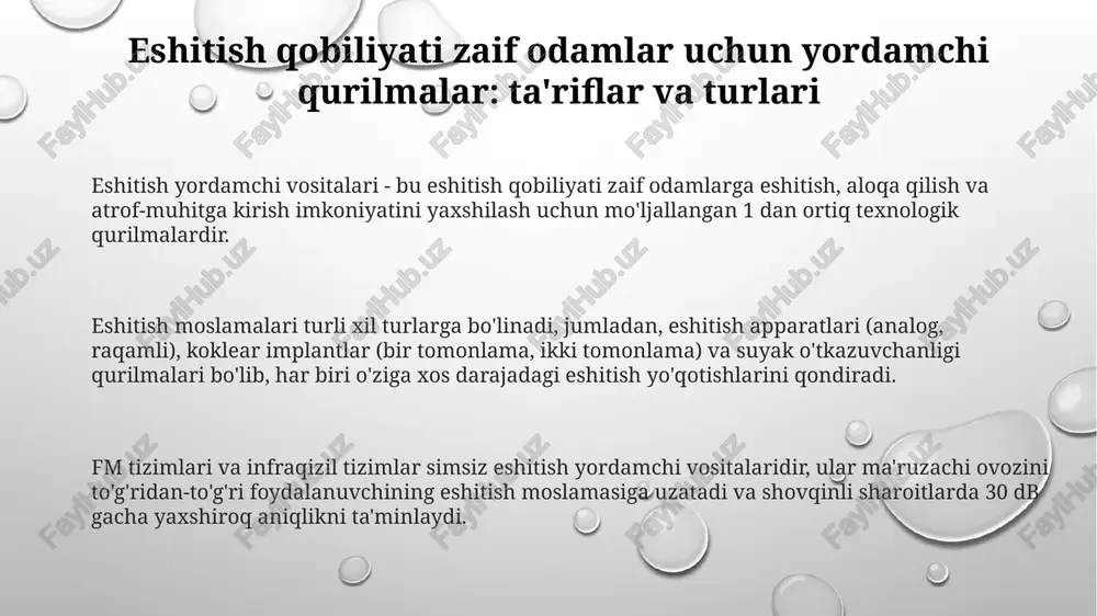 nuvchilar yordamchi qurilmalardan foydalanishda 20% dan ortig'i apparat bilan bog'liq muammolar, moslashuv qiyinligi va ijtimoiy stigmalarni boshdan kechiradi, bu esa qoniqish darajasiga ta'sir qilishi mumkin. o'qitish dasturlari foydalanuvchilarga eshitish apparati bilan ishlash, nutqni tushunish va erta aralashuv orqali aloqa ko'nikmalarini oshirish bo'yicha 12-18 oylik intensiv mashg'ulotlarni o'z ichiga olishi mumkin. reabilitatsiya sensor-neyron eshitish qobiliyatini yo'qotgan odamlar uchun muhim bo'lib, audiologlar bilan haftasiga 2-3 marta o'tkaziladigan seanslar orqali nutqni tushunish va aloqa strategiyalarini yaxshilashga qaratilgan. moliyalashtirish, texnologik o'zgarishlar va ijtimoiy masalalar davlat dasturlari va sug'urta polislaridagi cheklovlar eshitish moslamalarini qamrab olishi mumkin, lekin tez-tez 5 yillik almashtirish sikllari kabi qat'iy talablarga ega bo'lib, foydalanuvchilarning ehtiyojlarini qondirmaydi. sun'iy intellekt (ai) bilan boshqariladigan eshitish moslamalari, o'rganish algoritmlari va bulutga ulanish real vaqtda atrof-muhitga moslashish va nutqni yaxshilash uchun moslashtirilgan sozlash imkoniyatini beradi. eshitish qobiliyatining buzilishi bilan bog'liq stigmani hal qilish ijtimoiy qabul qilishni oshirish va turli xil aloqa usullarini inklyuzivlashtirish, shu bilan eshitish …