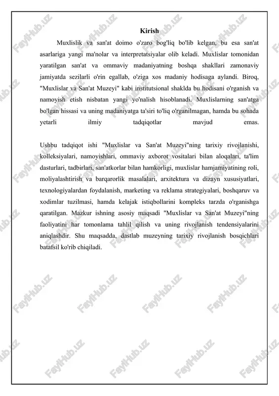 hirildi. muzey xodimlari xalqaro hamkorlikni yo'lga qo'yish va chet el tajribasini o'rganish imkoniyatiga ega bo'ldilar. mustaqillik yillarida muzey zamonaviy texnologiyalar bilan jihozlandi. eksponatlarni saqlash uchun yangi sharoitlar yaratildi, zamonaviy ko'rgazma zallari tashkil etildi va interaktiv ko'rgazma usullari joriy etildi. muzeyning veb-sayti yaratildi va elektron kataloglar tuzildi. bu esa, muzeyning auditoriyasini kengaytirish va unga kirish imkoniyatini oshirishga yordam berdi. muzeyda turli xil madaniy-ma'rifiy tadbirlar, jumladan, konsertlar, spektakllar va master-klasslar o'tkazilmoqda. 📋 muzey tarixi va rivojlanishi muzeyning mustaqillik yillaridagi yangilanish va modernizatsiyasi jarayoni [diagramma qo'shish xatosi: no elements provided] fondni shakllantirish manbalari va usullari muzey fondi turli manbalar hisobiga shakllanadi. bunga davlat tomonidan ajratilgan mablag'lar, homiylar tomonidan berilgan xayriyalar, kollektsionerlardan sotib olingan eksponatlar va aholi tomonidan sovg'a qilingan buyumlar kiradi. muzey xodimlari muntazam ravishda yangi eksponatlarni qidirish va ularni sotib olish uchun ekspeditsiyalar uyushtiradilar. shuningdek, muzey boshqa muzeylar va tashkilotlar bilan hamkorlik qilib, eksponatlar almashinuvini amalga oshiradi. muzey fondini shakllantirishda muhim ahamiyatga …
