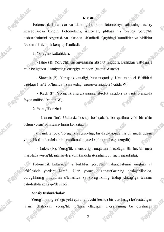 gini (yorqinligini) aniqlash mushkul. agar 1 va 2 uzunlikdagi ikkala to‘lqin oqimlariga nisbatan ko‘z sezgirligi bir xil bo‘lsa edi, bo‘lganda, ya’ni quvvatlar teng bo‘lganlarida har ikki maydoncha yorqinligi bir xil bo‘lib ko‘rinar edi. haqiqatda esa subektiv yorqinlikning teng bo‘lishi uchun ikkala oqimning va quvvatlarini turlicha qilib olishga to‘g‘ri keladi: ko‘z qaysi uzunlikdagi to‘lqinni kuchliroq sezadigan bo‘lsa, o‘sha to‘lqin oqimini kamroq quvvatli qilib olish kifoy. shuning uchun ko‘zni f() ko‘rish funksiyasi vositasida xarakterlab, 1 va 2 bir-biriga yaqin ikki to‘lqin uzunliklariga oid f() ko‘rish funksiyasining son qiymatlari bir xil yorqinlik hissini o‘yg‘otuvchi va quvvatlarga teskari proporsional, ya’ni (3.1) deb faraz etamiz. spektr sohaning bir bo‘lagidan ikkinchi (qo‘shni) bo‘lagiga ketma-ket muntazam o‘tish yo‘li bilan ko‘rinuvchi butun spektr sohasi miqyosidagi f() ko‘rish funksiyasining qiymatlarini aniqlab olish mumkin. inson ko‘zi to‘lqin uzunligi 0,555 mk bo‘lgan yashil nurlarni eng yaxshi sezadi. ko‘rish funksiyasining bu to‘lqin uzunligiga mos qiymati 1 ga teng deb qabul qilingan. bu …