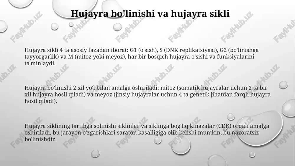 yadi, bu esa o'smalarning paydo bo'lishiga olib keladi. genetik rekombinatsiya, xromosomalar va evolyutsion ahamiyat genetik rekombinatsiya, masalan, meyoz i ning profaza i da krossingover, xromosomalarning genetik xilma-xilligini oshiradi, bu esa tabiiy tanlanish uchun 2 ta asosiy xomashyo hisoblanadi. xromosomalarning evolyutsion ahamiyati shundaki, ularning tuzilishi, xususan, genlarning joylashishi, 1 milliard yillar davomida turli xil turlarning moslashuvini ta'minlagan genetik ma'lumotni tashish imkonini beradi. genetik rekombinatsiya tufayli paydo bo'lgan allellarning yangi kombinatsiyalari populatsiyaning moslashuvchanligini oshiradi, bu esa atrof-muhitdagi 3 ta o'zgarishlarga javoban omon qolish va ko'payish imkoniyatini beradi. e'tiboringiz uchun rahmat image1.png image2.png