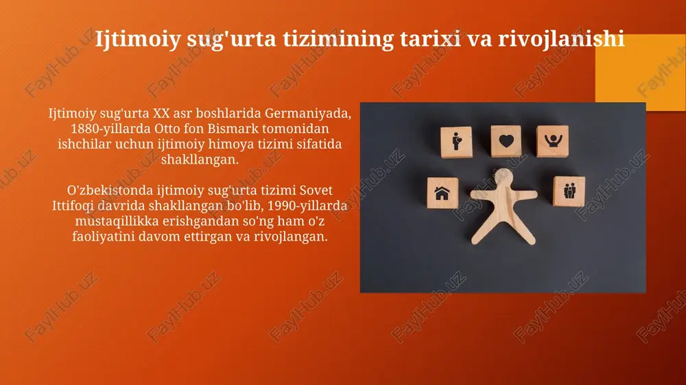 rning malakasini oshirish dasturlarini joriy etish, har bir xodim uchun kamida 40 soatlik o'quv mashg'ulotlari orqali xizmat sifatini yaxshilashga erishiladi. raqamlashtirish va texnologiyalarni joriy etish raqamlashtirish ijtimoiy sug'urta jarayonlarini soddalashtiradi, ariza berish va ko'rib chiqish muddatlarini kamaytiradi, masalan, 30% ga, xarajatlarni optimallashtiradi. blokcheyn texnologiyasi nafaqalarni to'lashdagi firibgarlikni kamaytirishga yordam beradi, operatsiyalarning shaffofligini oshiradi va ma'lumotlar xavfsizligini ta'minlaydi. ijtimoiy sug'urta firibgarligiga qarshi kurash ijtimoiy sug'urta firibgarligiga qarshi kurashda zamonaviy texnologiyalardan, jumladan, ma'lumotlarni tahlil qilish va sun'iy intellektdan foydalanish firibgarlikni aniqlash samaradorligini oshiradi. ijtimoiy sug'urta firibgarligi holatlari bo'yicha tezkor va shaffof tekshiruv o'tkazish, qonunbuzarliklarni aniqlash va javobgarlikka tortish uchun zaruriy chora hisoblanadi. xalqaro tajriba va moslashtirish imkoniyatlari germaniya 1883-yilgi sog'liqni saqlash sug'urta qonuni asosida yaratilgan ijtimoiy sug'urta tizimi orqali mehnatkashlarni himoya qilishda katta tajribaga ega, bu o'zbekistonda moslashtirilishi mumkin. kanadaning pensiya tizimi uch ustunli bo'lib, davlat pensiyasi, majburiy ish beruvchi pensiyasi va xususiy pensiya jamg'armalarini o'z ichiga oladi; bu o'zbekistonda pensiya islohotlarini …