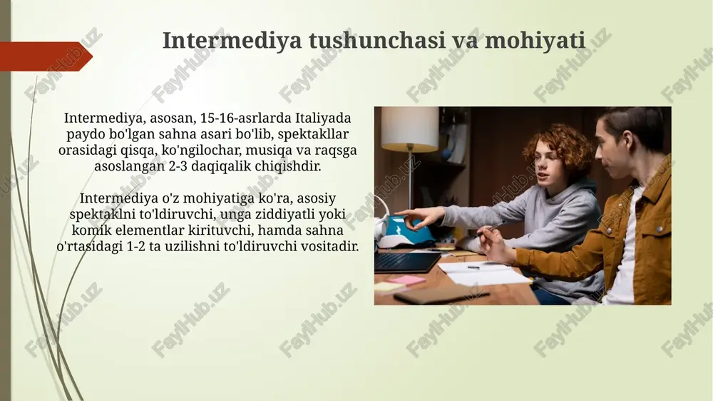 bor qaratiladi: g'oya, dramaturgiya (syujet, konflikt) va ifoda vositalari (til, musiqiy bezak) orqali badiiy ta'sir darajasi. baholash kriteriyalari 4 ta asosiy yo'nalishni qamrab oladi: mavzuning dolzarbligi, qahramonlarning ishonchliligi, sahna harakatining dinamikligi va tomoshabin bilan aloqa o'rnatish qobiliyati. e'tiboringiz uchun rahmat image1.jpg image2.jpg image3.jpg image4.jpg image5.jpg image6.jpg image7.jpg image8.jpg image9.jpg image10.jpg
