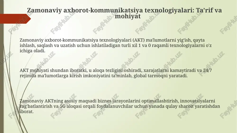tlashtiradi, 60% gacha vazifalarni bajarish imkoniyatini beradi, bu esa ish samaradorligini sezilarli darajada oshiradi. masofaviy ish kelajakda yanada keng tarqaladi, 75% kompaniyalar gibrid ish modeliga o'tishni rejalashtirmoqda, bu esa xodimlarga moslashuvchanlikni ta'minlaydi. avtomatlashtirish jarayonlari 2030-yilga kelib global iqtisodiyotga 15 trillion dollardan ortiq hissa qo'shishi kutilmoqda, bu esa yangi ish o'rinlarini yaratadi. e'tiboringiz uchun rahmat