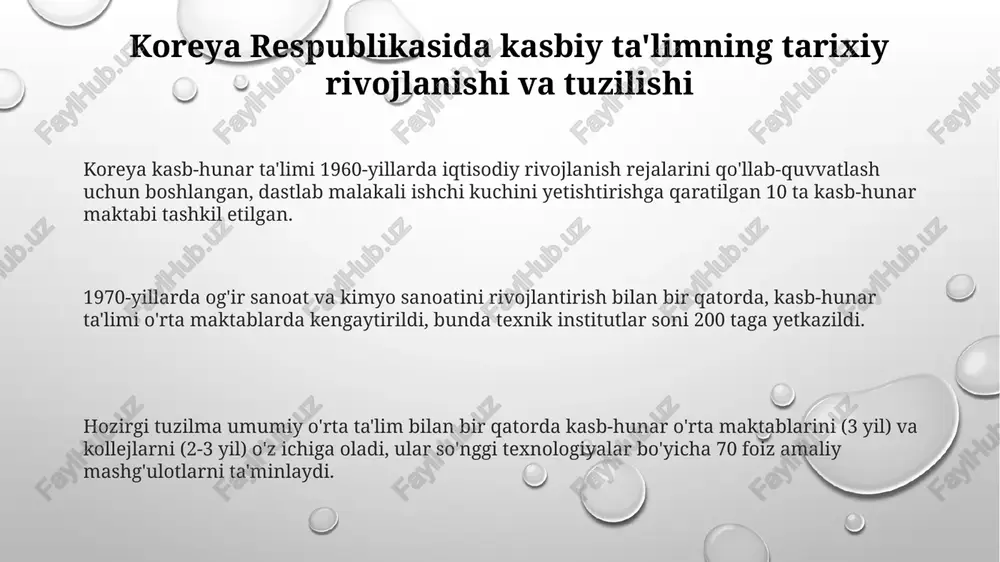 gi o'quv dasturlarini joriy etish imkonini beradi. koreya hukumati 2025-yilga qadar mehnatga layoqatli aholining kamayishi sababli vokatsion ta'limni 25 foizga kengaytirishga qaratilgan siyosatni ishlab chiqdi. e'tiboringiz uchun rahmat image1.png image2.png