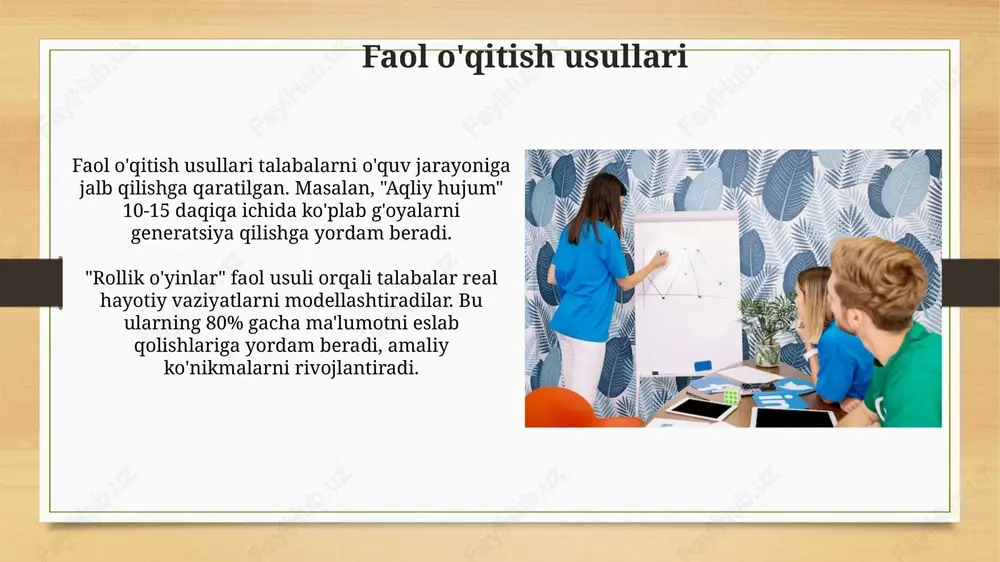 baholashni o'z ichiga oladi, bunda talabalar o'zlashtirishi haqida doimiy ravishda 360 graduslik fikr-mulohazalar beriladi, bu ularga o'qish jarayonida yordam beradi. authentik baholash talabalarni real dunyo muammolarini 100% hal qilishga undaydi, ularning 21-asr ko'nikmalarini, masalan, muammoni hal qilish va tanqidiy fikrlashni namoyish etish imkonini beradi. o'qituvchining roli va kompetensiyalari o'qituvchi 21-asrda nafaqat bilim beruvchi, balki 4k kompetensiyalari (kommunikatsiya, kreativlik, tanqidiy fikrlash, hamkorlik)ni rivojlantiruvchi fasilitator sifatida namoyon bo'lishi zarur. o'qituvchilar axborot texnologiyalari bo'yicha yuqori savodxonlikka ega bo'lishlari, raqamli resurslardan samarali foydalana olishlari va o'quvchilarga 3d modellashtirish kabi ko'nikmalarni o'rgatishlari lozim. ta'lim muhitini tashkil etish ta'lim muhitini tashkil etishda xavfsizlik qoidalari va sanitariya normalariga rioya qilish muhim, shu jumladan, har bir o'quvchi uchun kamida 2.5 kvadrat metr maydon ajratish talab etiladi. ta'lim muhitida turli xil resurslar, masalan, 500 dan ortiq kitoblar, interaktiv doskalar va 10 dan ortiq kompyuterlar mavjudligi ta'lim sifatini oshirishga yordam beradi. inklyuziv ta'lim inklyuziv ta'lim, har bir bolaning, jumladan, nogironligi …
