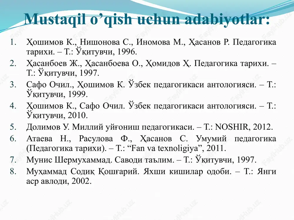 idagina bunga erishganlar. bo’limlar kurslar mashg’ulotlarning tashkil etilish tartibi madrasa odatda ikki bo‘limdan, ya’ni: quyi (ibādat al-’islām) va yuqori (mas’ola) bo‘limlardan iborat bo‘lgan. birinchi bo‘limda talabalar din ahkomlarini o‘rganganlar. ikkinchi bo‘limda esa – qur’oni karimga muvofiq holda bayon etilgan islomning asosiy qonunlari o‘qitilgan. bundan tashqari, arab tilshunosligi, mantiq, tarix, she’r yozish ilmi, metafizika va boshqa fanlar ham o‘qitilgan. madrasa talabalarini shartli ravishda uchta kursga bo‘lish mumkin. birinchi, ya’ni boshlang‘ich kurs adnā (quyi), ikkinchi kurs – avsat (o‘rta) va uchinchi kurs – a‘lo (yuqori) deb nomlangan. shu o‘rinda bunday kurslarga ajratish faqat yirik madrasalarda mavjud bo‘lgani, talabalar soni 20 kishiga yetmagan kichik madrasalarda esa talabalarning barchasi faqat bitta mudarrisga mashg‘ulotga qatnaganlarini qayd etish lozim madrasada darsni tashkil etish tartibi quyidagicha bo‘lgan: bitta darslikdagi aynan bir bobni o‘rganayotgan 10-15 nafar talaba bir sinf xonasiga to‘planishgan va o‘zlariga oqsoqol (sardor) saylab olishgan. bu guruh «jamoa», uning oqsoqoli esa «qori jamoa» deb nomlangan. darsni …