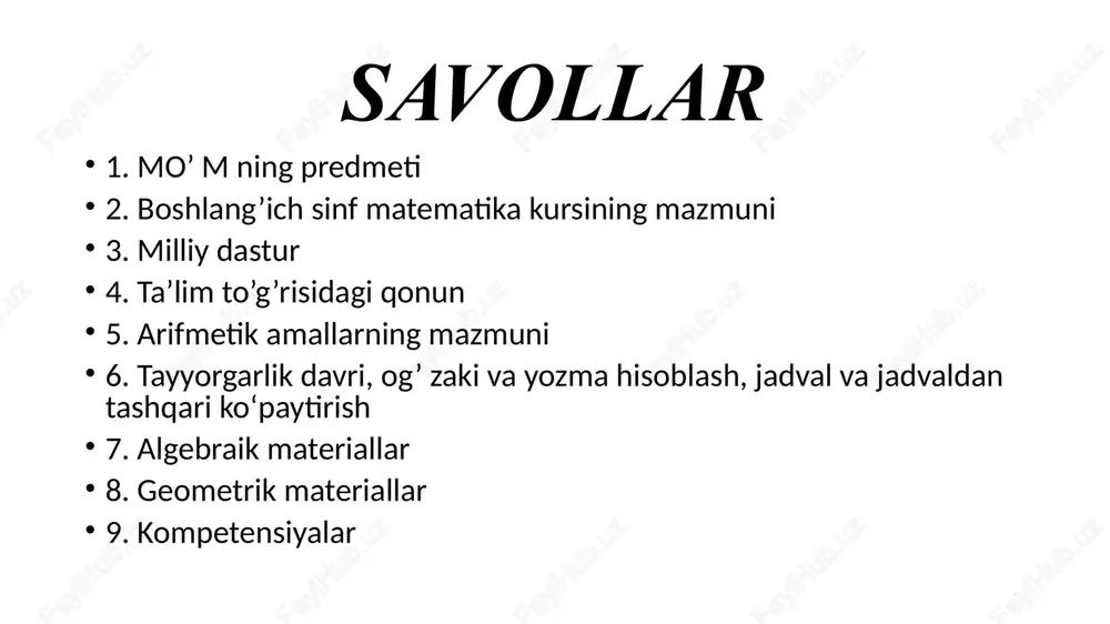 o si parall e l o gramm bo`lgan prizma parall e l e pip e d d e yiladi (89 - rasm). yon qirralari as o sg a perpendikulyar bo`lgan parall e l e pip e d to`g`ri d e yiladi. asosi to`g`ri to`rtburchak bo`lgan to`g`ri parallellepiped to`g`ri burchakli deyiladi. kub - barcha qirralari teng bo`lgan to`g`ri burchakli parallelepiped. parallelepipedning xossal ari: 1) parallelepiped diagonalining o` rtasi uning simmetriya markazidir. 2) parallelepipedning qarama - qarshi yoqlari juft - juft kongruent va paralleldir. parallelepipedning barcha diagonallari bir nuqtada kesishadi va bu nuqtada teng ikkiga bo`linadi. 8 9 - rasm 3. piramida. agar ko`pyoqli burchak uchidan o`tmaydigan biror tekislik bilan kesilsa, kesuvchi tekislik va ko`pyoqli burchak yoqlari bilan cheklangan jism piramida deyiladi (90 - rasm). kesuvchi tekislikning ko`p yoqli bu rchak yoqlari orasidagi bo`lagi piramidaning asosi deyiladi. a bc def - asos, sa b , s bc , .... - yon yoqlari, …
