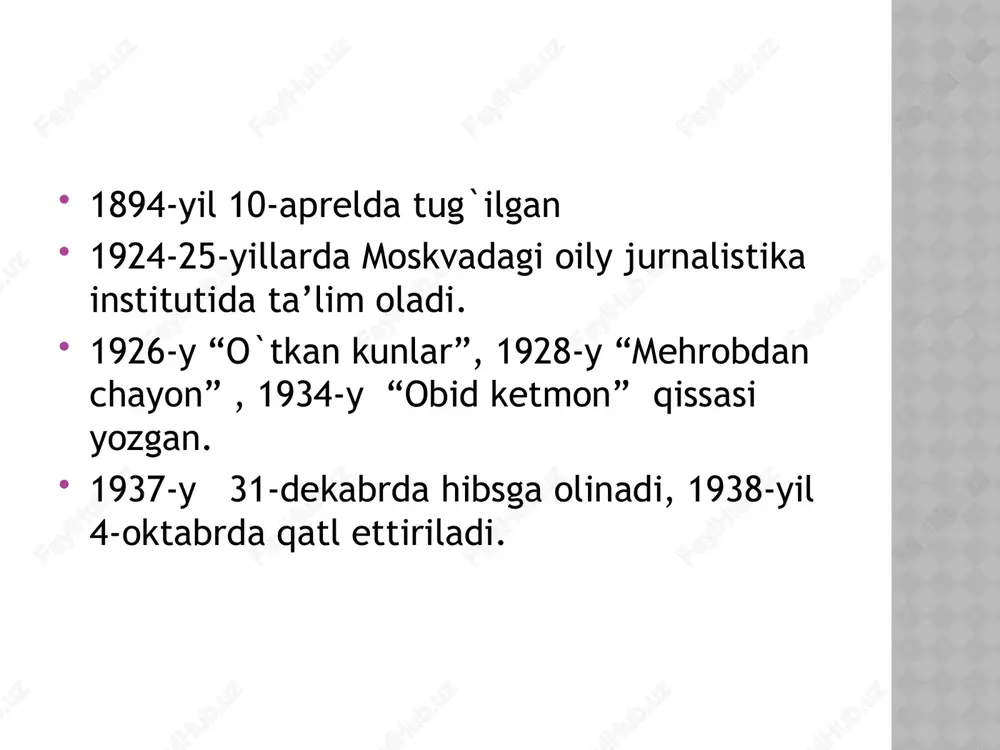 i buguni mustahkam, ertasi poydor bo`lishini istagan har bir xalq o`tmishini yaxshi bilishi kerak. adib millat tarixining “eng kirlik, qora kunlari”ni tasvirlash asnosida xalqning asl ma’naviy qiyofasini ko`rsatib berishga harakat qiladi. yozuvchi asarda tarixning eng chirkin paytlarida ham millat hayotida yuksak ma’naviyatli yorqin shaxslar va yorug` jihatlar bo`lganligini aks ettiradi. lekin u romanda xalq va uning o`tmishini quruq ulug`lash yo`lidan bormaydi. balki millat tabiatdagi qoloqlik va tanazzulga sabab bo`lgan illatlarni ham shafqatsiz xolislik bilan ko`rsatib beradi. millat o`zining yuksak va tuban jihatlari bilan to`la aks ettirilgani uchun ham asar xalq orasida keng tarqalib ketdi. o`z davrida “o`tkan kunlar” romanini o`qish uchun navbat kutib turganlarning sanog`iga yetib bo`lmas, asarni to`la yodlab olgan kitobxonlar ham bor edi. asarda xalqning baxtsizligi , millat rahnamolarining kaltabinligi, hukmdorlarning ma’rifatsizligi, ommaning johilligi, yurt mustaqilligining omonatligi va deyarli hech kimni qiziqtirmasligi singari holatlar bot-bot tilga olingan. romanning bosh qahramonlari novdaligidayoq xazon etilgan, asar ulkan fojia bilan tugagan …