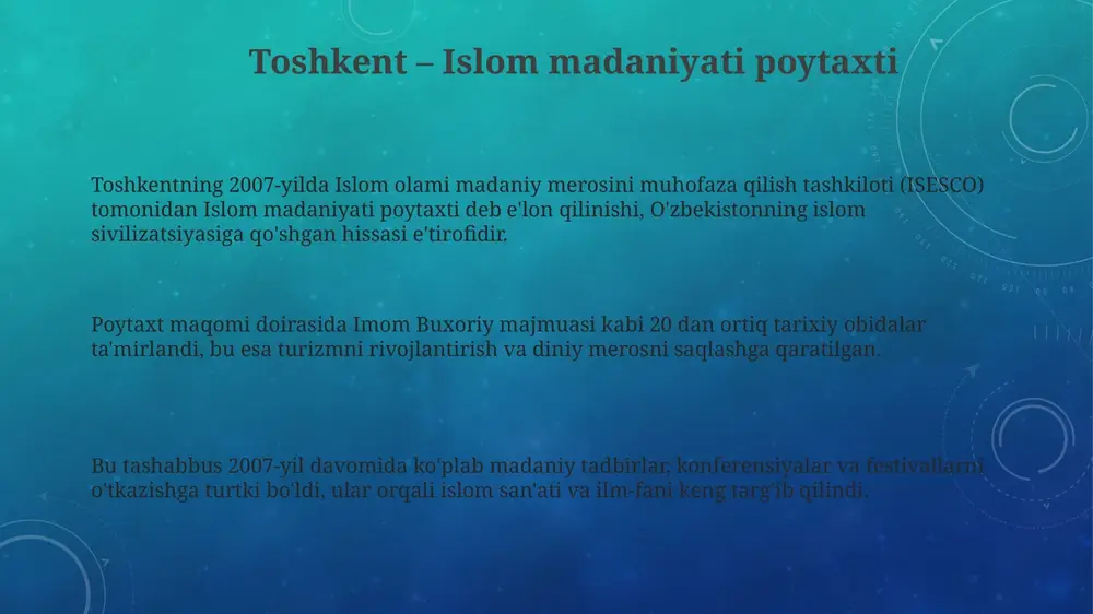 toshkent – islom madaniyati poytaxti - Page 3