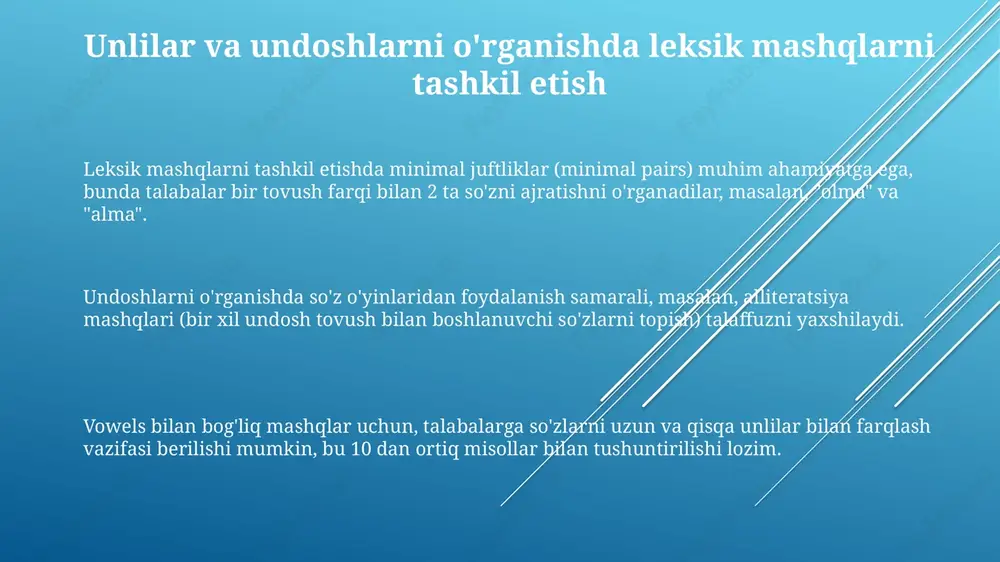 unli va undosh tovushlarni organishda leksik mashqlarni tashkil etish - Page 3
