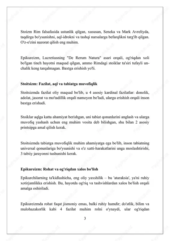 n. rim adabiyoti, xususan vergiliyning 'eneida'sida, rimning imperatorlik shon-shuhrati va uning jahon sivilizatsiyasidagi roli 12 kitob davomida ulug'langan. seneka asarlarida stoitsizm falsafasi keng yoritilgan, bunda 4 asosiy fazilat – donolik, adolat, jasorat va o'zini tuta bilishga alohida e'tibor qaratilgan. san'at va arxitektura orqali ifodalangan g'oyalar rim haykaltaroshligi realizmga urg'u berib, ko'pincha imperatorlarning 1:1 o'lchamdagi haykallarini yaratgan, bu esa ularning hokimiyatini va ideallarini namoyish etgan. rim arxitekturasida g'oyalar ulkanlik va amaliylik bilan ifodalangan; masalan, kolizey 50 000 tomoshabinni sig'dira olgan va muhandislik mo'jizasi bo'lgan. rim san'atida, xususan, devoriy rasmlarda kundalik hayot tasvirlangan, shu bilan birga mitologik sahnalar va siyosiy targ'ibot 1-asrdan boshlab keng tarqalgan edi. din va mifologiya: ma'naviy dunyoqarash qadimgi rim dini ko'pxudolikka asoslangan bo'lib, xudolar odamlarning hayoti va taqdiriga bevosita ta'sir etuvchi 12 asosiy xudodan iborat panteonni o'z ichiga olgan. rim mifologiyasi yunon mifologiyasiga katta ta'sir ko'rsatgan, ko'plab xudolar yunon xudolarining rimcha talqinlari bo'lgan, masalan, zevs - yupiter va …