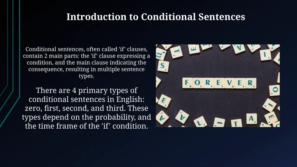 s' as a substitute for 'if not', simplifying conditional statements. for instance, 'i won't go unless it stops raining' avoids the more formal 'if it doesn't stop, i won't go'. mixed conditionals, though seemingly complex grammar structures, commonly combine past actions with present results. a frequent example is: 'if i had studied (past), i would have a better job (present)'. practice exercises: test your knowledge varied practice exercises, like gap-fill with types 0, 1, 2, and 3 conditionals, help solidify understanding of tense usage and conditional logic. error correction exercises are crucial for identifying common mistakes, such as incorrect verb tenses or the misapplication of 'if' versus 'unless' clauses. conclusion: mastering conditional sentences proficiently using conditional sentences, encompassing types 0, 1, 2, and 3, enhances your english fluency, allowing complex expression of hypothetical scenarios and probable outcomes in writing. by grasping the subtle nuances between 'if' and 'unless', along with …