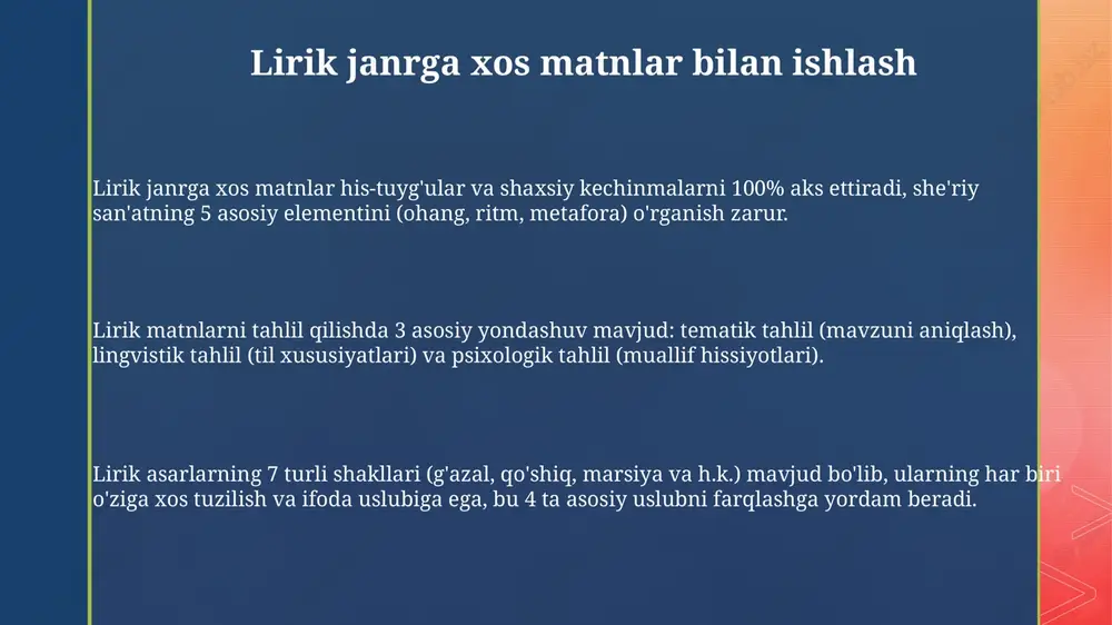 lirik janrga xos matnlar ustida ishlash - Page 3