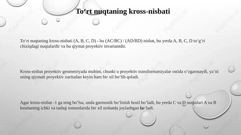 to'rtta nuqtaning murakkab nisbat. proektiv almashtirshlar - Page 3