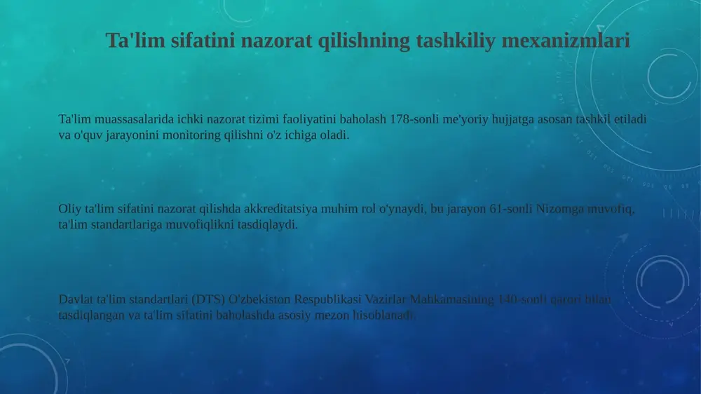 ta’lim sifatini nazorat qilishning tashkiliy-huquqiy mexanizmlari - Page 3