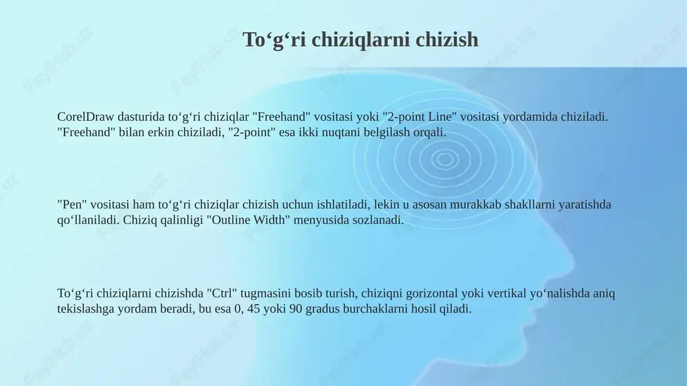 corel draw dasturida toʻgʻri va egri chiziqlar chizish - Page 3