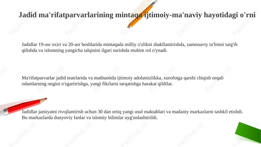 jadid ma'rifatparvarlarning o'lka ijtimoiy-ma'naviy hayotida tutgan o'rni - Page 3