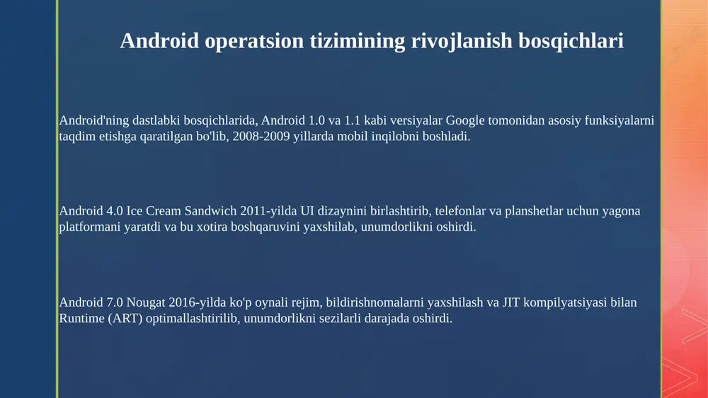 android operatsion tizimi rivojlanish bosqichlari - Page 3