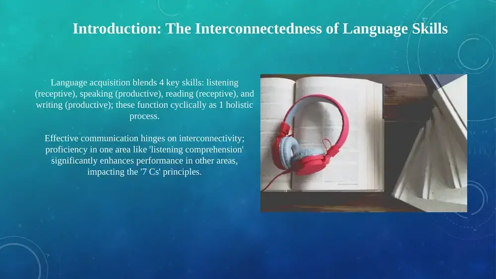 2+ skills like reading a text (reading) and discussing its main ideas (speaking), boosting comprehension by approximately 35 percent. holistic lessons use a single authentic resource, such as a news article, to practice skills like reading, writing summaries, and engaging in spoken debates. assessment and feedback: measuring progress in listening, reading, and speaking formative assessment, like 'think-pair-share' for speaking, offers continuous feedback, improving performance by 15-20% based on research, and guides instructional adjustments. reading comprehension can be measured via cloze tests, assessing understanding of vocabulary and grammar by filling in blanks, scoring accuracy rates as a percentage score. conclusion: empowering learners through balanced language development balanced instruction, allocating approximately 33% of class time to each skill (listening, speaking, reading), fosters 360-degree language competency and overall communicative success. integrating the 4 skills – listening, speaking, reading, and writing – supports 'comprehensible input' according to krashen, boosting acquisition by 25% in communicative …
