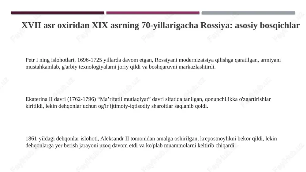 xvii asr oxiridan xix asrning 70-yillarigacha rossiya - Page 3