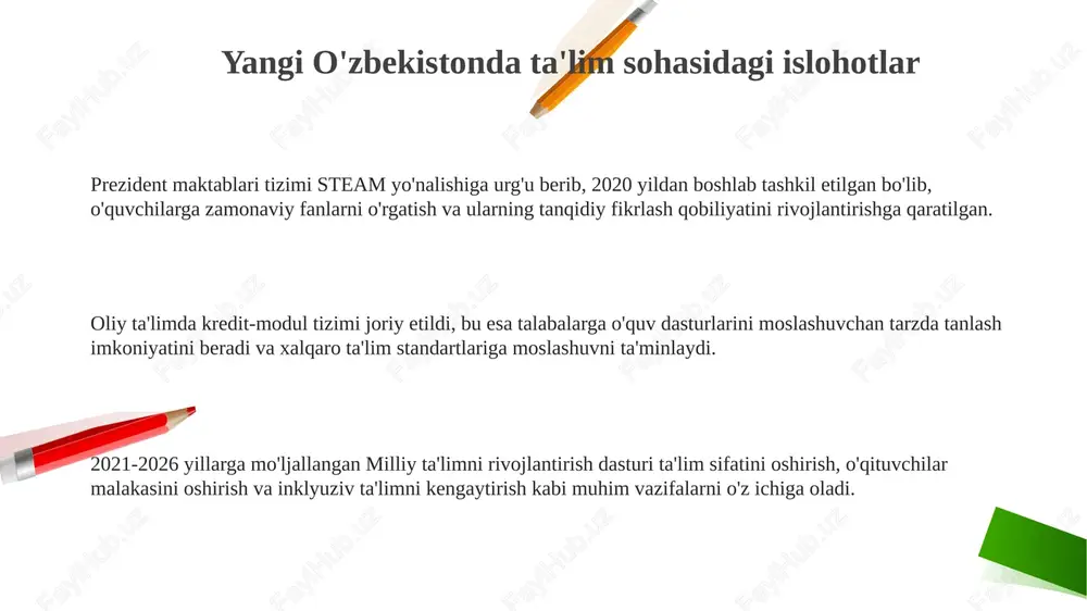 yangi o'zbekistonda ta'lim sohasidagi islohotlar - Page 3