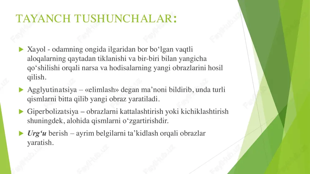 jodiy xayol qayta tiklovchi xayoldan farq qilgan holda, orginal va qimmatli moddiy mahsulotlarda amalga oshiriladigan yangi obrazlarni yaratish. ijodiy xayol barcha turdagi texnik, badiiy va boshqa ijodiyotning ajralmas qismini tashkil qiladi. xayol haqida tushuncha.  xayol bilim darajasida ularni ifoda etayotgan odamning idrok sohasida mavjud bo'lmagan tasvirlarni (yoki sahnalarni) yaratish qobiliyati, har qanday hissiy modallikda uyg'otadigan elementlarning kiritilishi bilan tajribali bo'lish. shu tarzda nafaqat vizual tarkibni, balki ularga hamroh bo'lgan hissiyotlarni (ijobiy va salbiy) o'z ichiga olgan o'tmishdagi vaziyatlarni ko'paytirish mumkin. xayol haqida tushuncha.  shuningdek, u sizga nomoddiy g'oyalar yoki tushunchalarni o'rganishga, hatto ularni hech qachon mavjud bo'lmagan yoki bevosita tajribada bo'lmagan innovatsion mahsulotlarni ishlab chiqarishga imkon beradi. foydalanilgan adabiyotlar 1.jalilov, a. (2010). psixologiya asoslari. toshkent: sharq. 2.mirzaev, b. (2015). inson psixologiyasi va xayol jarayonlari. toshkent: fan. 3.sobirov, r. (2012). ta’lim psixologiyasi. toshkent: o‘qituvchi. 4.shamsiyev, d. (2018). bolalar psixologiyasi. toshkent: akademiya. 5.vygotskiy, l.s. (2005). psixologik rivojlanish va fikrlash. moskva: …