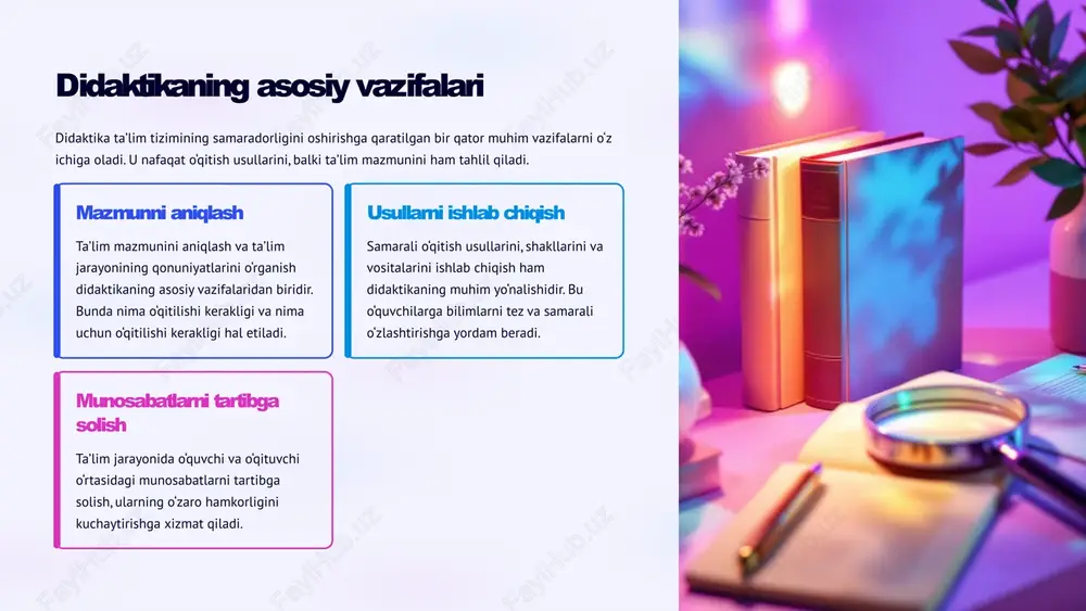 ka va ta’lim paradigmalari – kelajak ta’limining poydevori didaktika va ta’lim paradigmalarini chuqur anglash va ularni amaliyotda qo‘llash zamonaviy ta’limning muvaffaqiyat kalitidir. didaktika markazda didaktika ta’lim nazariyasining markazida turadi. paradigmalar yangi bosqich paradigmalar ta’lim jarayonini yangi bosqichga olib chiqadi. anglash muvaffaqiyat kaliti zamonaviy ta’limda ularni chuqur anglash muvaffaqiyat kalitidir. 8 image1.png image2.png image3.png image4.png image5.svg image6.png image7.svg image8.png image9.svg image10.png image11.png image12.png image13.png image14.png image15.png image23.png image24.svg image16.png image17.png image18.svg image19.png image20.png image21.svg image22.png image25.png image26.png image27.png image35.png image36.svg image28.png image29.png image30.svg image31.png image32.png image33.svg image34.png