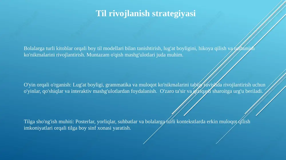 yasi, hikoya qilish, qo'shiq aytish va ritmik harakatlar orqali yaxlit rivojlanish va ifodalanishni rivojlantirish. o'yin-cho'g'in o'rganishga, tasavvur o'yinlari va tabiiy materiallar yordamida amaliy mashg'ulotlar orqali ijodkorlikni rivojlantirishga urg'u berish. baholash va baholanish usullari o'yin asosidagi baholashda erkin va tuzilgan o'yinlar davomida kuzatish orqali ijtimoiy-emotsional, kognitiv va jismoniy ko'nikmalar kabi turli rivojlanish sohalarini baholanadi. portfel baholari bolalarning ishlarini namoyish etib, ularning taraqqiyoti va malaka oshirishini vaqt o'tishi bilan ko'rsatadi hamda ularning qobiliyatlari haqida umumiy tasavvur beradi. bolalar rivojlanishi va o'rganishini doimiy baholash uchun kuzatish ro'yxatlari va anekdot yozuvlari qo'llaniladi. ijtimoiy-emotsional ta'lim hikoya aytish, rol oʻynash va qoʻgʻirchoq spektakllari hissiyotlarni ifoda etish, boshqalarning nuqtai nazarini tushunish va mojarolarni hal qilish koʻnikmalarini rivojlantiradi. o'yin asosidagi o'qitish interaktiv o'yinlar va mashg'ulotlar orqali hamkorlikni, hamdardlikni va o'zini o'zi tarbiyalashni rivojlantiradi. doiradagi muhokamalar va guruh loyihalari qo'llab-quvvatlovchi muhitda muloqot, hamkorlik va muammolarni yechish qobiliyatlarini rivojlantiradi. hissiy tadqiqot bo'yoq, loy va kollajdan foydalangan badiiy loyihalar ko'rish va …