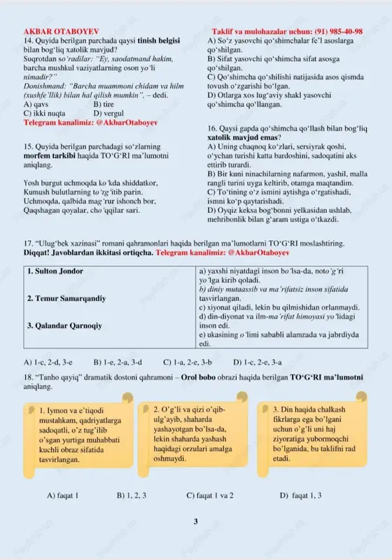 ona tili testlar - Page 3