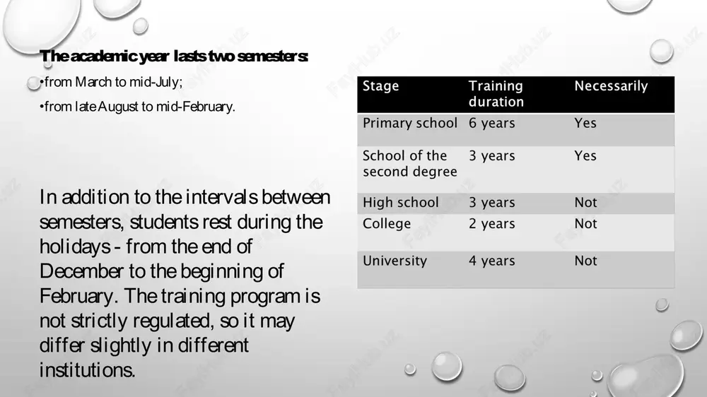 advantage: high level of education of students comprehensive development - from languages and exact sciences to art and physical culture demand in the international arena in addition to basic knowledge, students are given excellent education the ability to send a child to a nursery from the first days of his life main drawback: high tuition costs – even school costs an average of $ 100-200 per month huge load exams are usually conducted in a test form great importance of entrance exams the end…