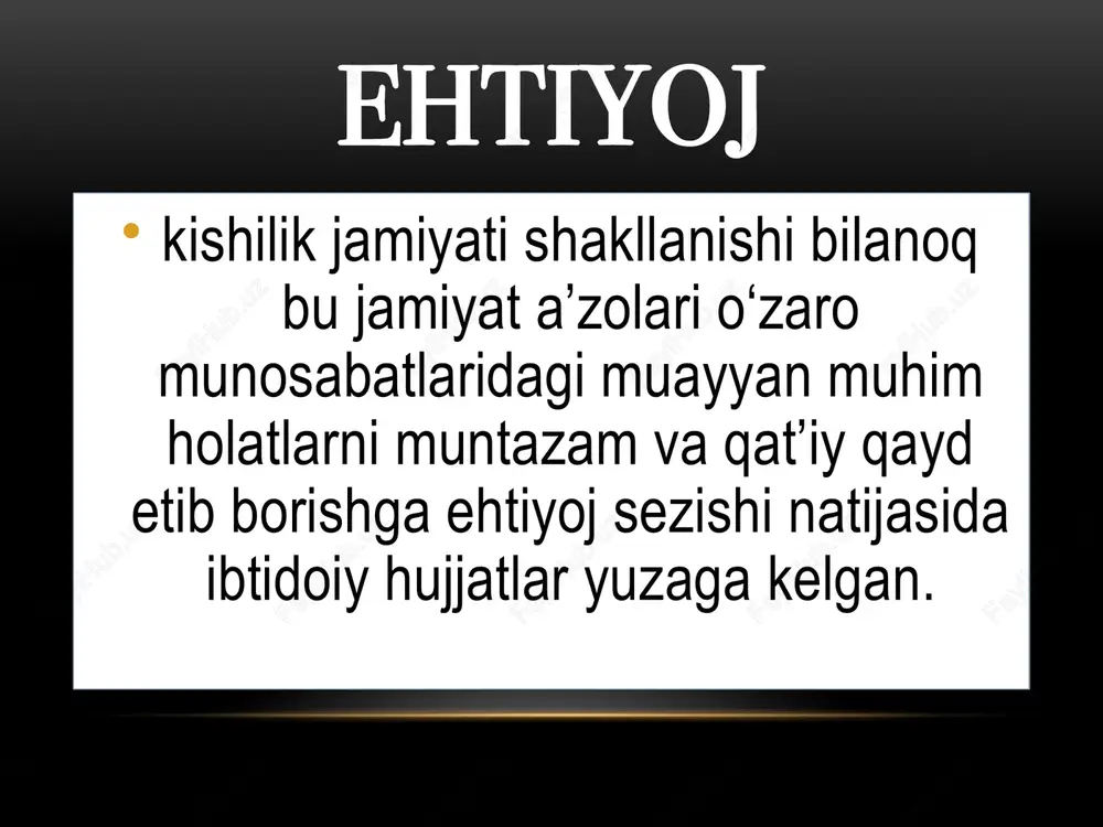 jjat namunalari yorliq farmon noma bitimlar arznoma qarznomalar vasiqa tilxat yorliqlar mazmunan xabar, tavsif, farmoyish, bildirish, tasdiqlash mazmunini aks ettirgan masalan, to‘xtamishxonning 1393-yilda polyak qiroli yag‘aylaga yo‘llagan yorlig‘i, temur qutlug‘ning 1397-yildagi yorlig‘i, zahiriddin boburning otasi umarshayx mirzoning marg‘ilonlik mir sayid ahmad ismli shaxsga 1469-yilda bergan yorlig’i, toshkent hokimi yunusxo‘janing 1797-yil 2-iyunda peterburgga – rossiya podshosiga o‘z elchilari orqali yuborgan yorlig‘i. mazkur davr yorliqlarida o‘ziga xos lisoniy qolip shakllangan yorliqlar matn jihatidan an’anaviy tarkibiy qismlarga ega bo‘lgan. masalan, eslab o‘tilgan yorliqlarning birinchisi «to‘xtamish so‘zim yagaylag‘a» deb, ikkinchisi «temur qutlug‘ so‘zim» deb, uchinchisi esa «sulton umarshayx bahodur so‘zim» deb boshlangan. bayonda ham muayyan qolip bor, yorliq yozilgan sana va joy ko‘rsatilgan. amir temur «tuzuklar»i «tuzuklar»dan birgina misol keltiramiz: «har bir mamlakat fath etilgach, turli ko‘ngilsiz hodisalardan amnu omonlikda bo‘lsin, uning hosil va daromadlarini hisobga olib ish tutsinlar. agar yerlik fuqaro azaldan berib kelgan xiroj miqdoriga rozi bo‘lsa, ularning roziligi bilan ish ko‘rsinlar, …