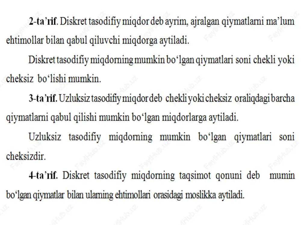 tasodifiy miqdorlar. diskret tasodifiy miqdorlarning taqsimot qonuni - Page 3