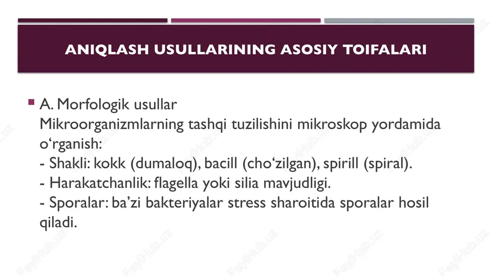 mikroorganizmlarning turlarini aniqlash usullari - Page 3