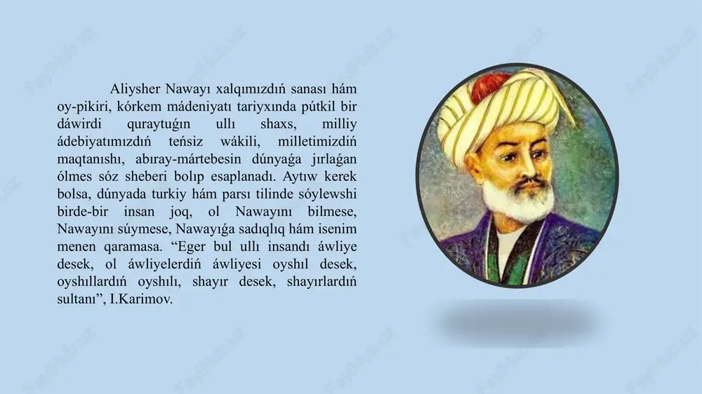 lǵan, haqıyqat tárepinde turıp háreket etken adam ǵana insan atına múnásip. kerisinshe, sharayatqa qarap ózgere beriw, óz shaxsın saqlap, haq gápti aytıwdan qorqıw - bul iymansızlıq belgisi. jaqsılıqqa dawagerlik etip, jamanlardıń úyirine de sherik bolıp kete beriw - bul eki júzliliktiń úlgisi.aytıp ótiw kerek, nawayı insanǵa tanbeh bererde, eń dáslep óziniń turmıslıq baqlawlarına tiykarlanadı. pák isenimi, sociallıq kózqarasları talabına muwapıq pikir júrgizedi. oyaw qálb iyesi názerinde jaqsı insan yaki jaqsılıq túsiniginiń mánisi júdá keń bolıp, onda iyman hám isenim, ádet hám uya sıyaqlı insan zatin bezeytuǵın gózzal pazıyletler jámlengen. adamgershiliktiń ólshemi bul tek ózi ushın emes, bálkim, basqalardıń mápi, xalıqtıń qayǵısı menen jasaw. demek, ádep-ikramlılıq úgit-násiyatlawshısınıń náwbettegi eskertiwi de jaqsılıq haqqında: “baqıldıń sonday, pútkil tabısı zapas bolǵay, tań hám qábiri de búgingi aylıǵı úyindey qarańǵı bolǵay. jaqsılıq hám jamanlıqtı kim qıldı da, jaza kórmedi. sawaplılıq hám buzıqlıq tuqımın kim ekken, ormadı”. shayır insanǵa tán nuqsanlar hám qásiyetler haqqındaǵı pikirin tómendegi …