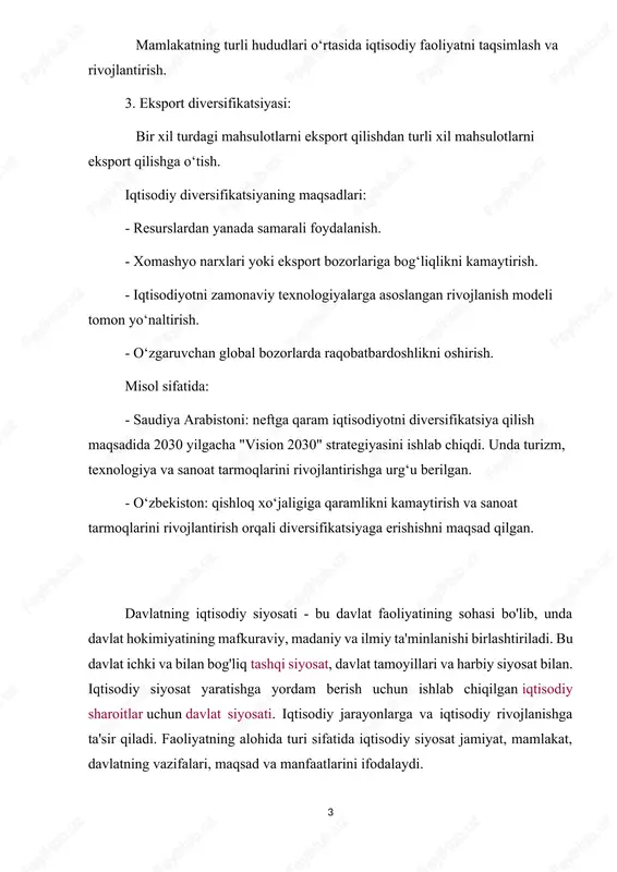 a qodir, chunki u ijtimoiy-iqtisodiy, harbiy-siyosiy va tabiiy-ekologik vaziyatlar tufayli barqaror emas. o'rganilayotgan mavzuning dolzarbligi jamiyat hayotining asosi iqtisodiy siyosat ekanligi bilan belgilanadi. u ijtimoiy taraqqiyotga sezilarli ta'sir ko'rsatishga qodirmi? iqtisodiy siyosatning moslashuvchanligi va boshqaruvchanligi xalq farovonligini oshirishga xizmat qilmoqda. tadqiqot ob'ekti - davlatning iqtisodiy siyosati. tadqiqot predmeti davlat iqtisodiy siyosatining maqsadlari, tamoyillari va mazmunidir. bu muddatli ish davlatning iqtisodiy siyosatining mohiyatini nazariy va amaliy jihatdan o‘rganishdir. ushbu maqsadga erishish uchun bir qator vazifalarni hal qilish kerak: -«davlatning iqtisodiy siyosati» tushunchasini aniqlash, uning shakllanish manbalarini ko‘rib chiqish; -davlatning iqtisodiy siyosatining usullari va vositalarini o'rganish; -davlatning iqtisodiy siyosati mazmunini ochib berish; -asosiy maqsad va tamoyillarni belgilash; -davlat iqtisodiy siyosatining asosiy muammolarini ko'rib chiqish; -davlatning iqtisodiy siyosatining xususiyatlarini aniqlash va o’zbekistonda uning samaradorligini baholash. 1. iqtisodiy siyosatining mohiyati va zaruryati har qanday mamlakat iqtisodiyoti o'z yutug'ida ob'ektiv tarixiy va iqtisodiy qonunlarga bo'ysunadi. biznes yuritishning asosiy usuliga aylangan bozor iqtisodiyoti milliy iqtisodiyot so'nggi …