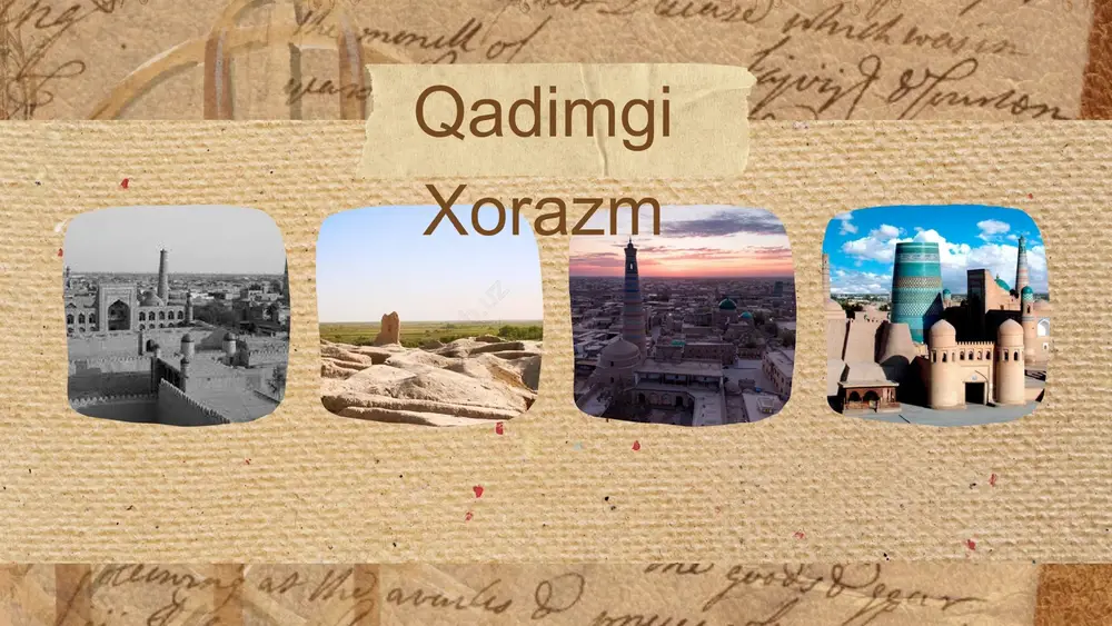 ning qadimiy boyliklaridan biri sifatida saqlanib kelmoqda. tuproqqal’a, ayaz-qal’a kabi yodgorliklar unesco tomonidan jahon merosi ro‘yxatiga kiritilgan. merosi jaloliddin manguberdi va xorazm – o‘zbek xalqining buyuk tarixiy shaxslaridan biri bo‘lib, u xorazmshohlar davlati hukmdori va mo‘g‘ullarga qarshi kurashda o‘z qahramonligi bilan tarixda nom qoldirgan. chingizxonning xorazmga yurishi 1219-yilda chingizxon boshchiligidagi mo‘g‘ul qo‘shinlari xorazmshohlar davlatiga hujum qildi. xorazmshoh muhammad chingizxon hujumiga qarshi tura olmadi va chekinib, vafot etdi. jaloliddinning yetakchilikka kelishi otasi vafotidan keyin jaloliddin manguberdi mo‘g‘ullarga qarshi kurashni davom ettirdi. u o‘z qo‘shinlarini qayta yig‘ib, qahramonlarcha qarshilik ko‘rsatdi. jaloliddin va xorazm madaniyati xorazm jaloliddinning davrida madaniy va iqtisodiy jihatdan rivojlangan hudud bo‘lib qolgan. jaloliddinning harbiy yurishlari davomida madaniy yodgorliklar va iqtisodiy markazlar ko‘p zarar ko‘rgan bo‘lsa-da, uning jasorati xalqlarning mo‘g‘ullarga qarshi birlashuviga turtki bo‘lgan. qadimgi xorazm – markaziy osiyoda o‘zgacha madaniyat va taraqqiyotga ega bo‘lgan qadimiy mintaqa bo‘lib, o‘zining boy tarixiy yodgorliklari, ilg‘or sug‘orish tizimlari, madaniy merosi va savdo yo‘llari …