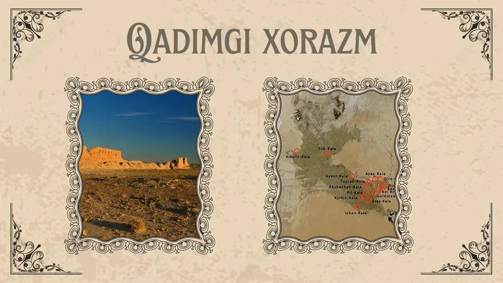 bundan ham avvalroq – taxminan miloddan avvalgi 5-4-asrlarda qurilgan bo‘lishi mumkin. ayaz qal’a 3 tuproq-qal’a yoki “yer shahri” - qadimgi xorazmning eng qimmatva mahobatli yodgorliklaridan biridir. qal’a uch qavatdan iborat bo‘lgan. uning xonalaridan ko‘plab yodgorliklar topilgan: oziq-ovqat qoldiqlari (suyaklar, urug‘lar), idishlarning bo‘laklari va butun qismlari, turli xil idishlar, zargarlik buyumlari, haykallar (eng mashhur haykallardan biri - ruhoniy haykali), rasmlar va hatto qadimgi xorazm qo‘lyozmalari. tuproq qal’a to‘prak-qal'adan 1 500 kilometr g‘arbda joylashgan . qizil-qal'a to‘prak-qal'a bilan bir vaqtda (taxminan eramizning 1-2-asrlarida) qurilgan va afsonaga ko‘ra, u bilan yer osti tunneli bilan bog‘langan. dushmanlar bostirib kelgan taqdirda, hukmdorlar qal'ani er osti yo‘li orqali tark etishlari mumkin edi. qal'aning turli qismlarida vayronagarchilik qatlamida olib borilgan qazish ishlari davomida o‘simlik uchastkalari bo‘lgan devor rasmlari qoldiqlari ham topilgan. tasvirlar to‘q qizil, ko‘k, sariq bo‘yoqlarda ishlangan va kontur bo‘ylab qora chiziq bilan chizilgan. katta yong‘in bilan bog‘liq falokatdan keyin qal'adagi hayot to‘xtadi. bu voqea mo‘g‘ullar …