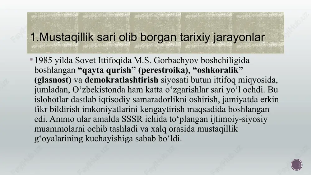 ni e’lon qilindi. farmonga binoan respublika ichki ishlar vazirligi va davlat xavfsizligi qo’mitasi o’zbekiston ssrning qonuniy tasarrufiga olindi. respublika hududida joylashgan sssr ichki ishlar vazirligining ichki qo’shinlari bevosita o’zbekiston prezidentiga bo’ysundirildi. respublika ichki ishlar vazirligi, davlat xavfsizlik qo’mitasi, prokuraturasi va adliya organlari , shuningdek, respublika hududida joylashgan ichki qo’shinlar, turkiston harbiy okrugi qismlari va qo’shilmalari partiyadan butunlay xalos qilindi. o’zbekiston prezidenti islom karimov oliy kengash rayosatiga juda qisqa muddatda respublikaning davlat mustaqilligi to’g’risidagi qonun loyihasini tayyorlash va uni oliy kengashning navbatdan tashqari sessiyasi muhokamasiga taqdim etishni taklif qildi. oliy kengash 1991 yil 26 avgust kuni o’zbekistonning davlat mustaqilligi to’g’risida qonun loyihasini tayyorlash haqida va 31 avgustda oliy kengashning navbatdan tashqari vi sessiyasini chaqirishga qaror qildi. 1991 yil 28 avgust kuni o’zbekiston kompartiyasi mq va markaziy nazorat komissiyasining qo’shma plenumi bo’lib o’tdi. plenumda prezident i.karimovning sssrda 19-21 avgust kunlari sodir bo’lgan fojiali voqealar va respublika partiya tashkilotlarining vazifalari to’g’risidagi axboroti tinglandi …