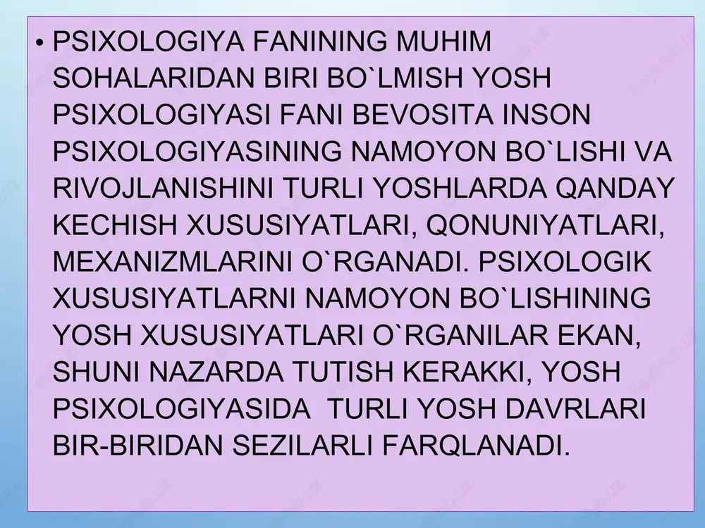 higa xos xususiyatlaridir. shular tufayli o`smirning tashqi ko`rinishi bolaning tashqi ko`rinishiga qaraganda farq qiladi: tana proporsiyasi kattalarga xos ko`rinishga ega bo`ladi. shuningdek o`smirning yuz tuzilishi ham o`zgarib, bosh suyagining yuz qismi jadal rivojlana boradi. o`smirlik yoshida umurtqa pog`onasining o`sishi bo`yning o`sish tempidan orqada qoladi. chunki 14 yoshgacha umurtqa pog`onalari o`rtasidagi oraliqlar tog`aylar bilan to`lgan bo`ladi, bu esa ortiqcha jismoniy zo`riqish, tana holatining noto`g`ri turishi tufayli umurtqa pog`onasining noto`g`ri rivojlanishga moyilligini bildiradi. o`smirlik avtonomiyalari o`smirlik davrining xarakterli xususiyatlaridan yana biri —bu davrda o`smirlarda kuzatiladigan o`smirlik avtonomiyasi holatidir.o`smirlik avtonomiyasining huquqiy avtonomiya, emotsional avtonomiya, makoniy avtonomiya kabi turlari farqlanadi.ma`lumki, bola dunyoga kelgan kundan boshlab kimningdir qaramog`iga muhtoj bo`ladi. ota-onasi va boshqa yaqinlari uni oziqlantiradi, kiyintiradi, tarbiyalaydi va bolani muntazam nazorat ostida tutadi. ular bolani har tomonlama qo`llab-quvvatlab turadilar va bola bunday qo`llab-quvvatlash, daldalarga muhtojlik his etib turadi. o`smirlik davrida esa bola o`z hayotini, xavfsizligini ta`minlash borasida nisbatan mustaqillikka erishadi. endi u o`zini-o`zi himoya …