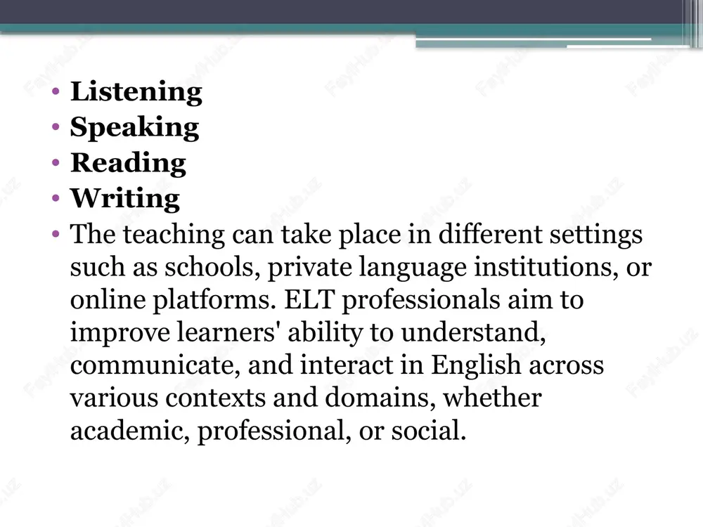 tand the starting level of the learner and tailor the teaching plan accordingly. placement tests these tests are used to place learners in the appropriate level of a language course based on their proficiency. placement tests help ensure that students are assigned to classes that match their existing language abilities. aptitude tests these tests measure a learner's potential for learning a second language. they typically assess linguistic skills that are thought to predict future language learning ability, such as phonetic skills and verbal memory. certificate and qualification exams these are standardized tests that certify a learner's proficiency in english, often used for professional or academic purposes. cambridge english exams (e.g., fce, cae, cpe) and toeic (test of english for international communication) are examples of exams used in various professional and academic contexts key international language tests ielts (international english language testing system): developed by the british council, idp: ielts australia, …