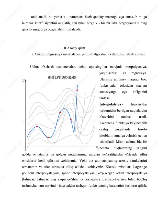 polinom yaqinlashuvi, pade yaqinlashuvi, bxaskar sinus yaqinlashuvi va boshqalar kiradi. regressiya - bu funksiyalar oilasidan yo'qotish funksiyasini minimallashtiradiganini tanlash usuli. ikkinchisi sinov funktsiyasi berilgan nuqtalardagi qiymatlardan qanchalik og'ishini tavsiflaydi. agar ballar eksperimentda olingan bo'lsa, ular muqarrar ravishda o'lchov xatosini, shovqinni o'z ichiga oladi, shuning uchun funktsiya barcha nuqtalardan aniq o'tishni emas, balki umumiy tendentsiyani etkazishini talab qilish yanada oqilona bo'ladi. qaysidir ma'noda, regressiya "interpolyatsiya qiluvchi yaqinlashish" dir: biz umumiy tendentsiyani qo'lga kiritish uchun uni iloji boricha sodda qilib, egri chiziqni nuqtalarga iloji boricha yaqinroq joylashtirishni xohlaymiz. yo'qotish funktsiyasi (ingliz adabiyotida "yo'qotish funktsiyasi" yoki "xarajat funktsiyasi") bu qarama-qarshi istaklar o'rtasidagi muvozanat uchun javobgardir. ushbu maqolada biz chiziqli regressiyani ko'rib chiqamiz. bu shuni anglatadiki, biz tanlagan funktsiyalar oilasi oldindan tayinlangan asosiy funktsiyalarning chiziqli birikmasidir. regressiyaning maqsadi - bu chiziqli birikmaning koeffitsientlarini topish va shu bilan regressiya funktsiyasini aniqlash ( model deb ham ataladi ). shuni ta'kidlashni istardimki, chiziqli regressiya chiziqli deb ataladi, …