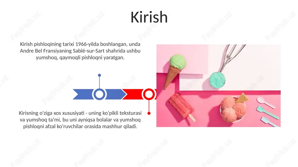 olib keladi. pishloq donalari hosil bo'lgandan so'ng, zardob ajratiladi va donalarni qizdirish jarayoni qo'llaniladi, bu ularning qattiqligini oshiradi va pishloqning ph darajasini 5.1 dan 5.6 gacha tushiradi. pishloqni qadoqlash va saqlash pishloqni vakuumli qadoqlash, kislorod o'tkazuvchanligini 1% dan kamaytirish orqali, mog'or o'sishini sekinlashtiradi va saqlash muddatini 3-6 oygacha uzaytiradi. modifikatsiyalangan atmosfera qadoqlash (map) azot (70%) va karbonat angidrid (30%) aralashmasidan foydalanib, pishloqning ta'mini saqlaydi va buzilish ehtimolini kamaytiradi. pishloq ishlab chiqarishning kelajagi pishloq ishlab chiqarishda sun'iy intellekt (ai) va mashinalarni o'rganish (ml) algoritmlari ta'mini optimallashtiradi, retseptlarni yaratadi va sifat nazoratini yaxshilaydi, xarajatlarni 15% gacha kamaytiradi. genetik modifikatsiyalangan mikroorganizmlar (gmo) yordamida yangi fermentlar ishlab chiqariladi, bu esa pishloqning tuzilishini, ta'mini va saqlash muddatini 20% gacha yaxshilash imkonini beradi. xulosa xulosada cheddar pishloqining yaratilishidagi 12000 yillik tarixiy davr va zamonaviy usullar, xususan, fermentatsiya jarayonidagi muhim farqlar ta'kidlanadi. xulosa qismi, taqdimotning yakuniy qismi bo'lib, unda asosiy fikrlar 3-5 ta muhim tezis orqali jamlanadi …