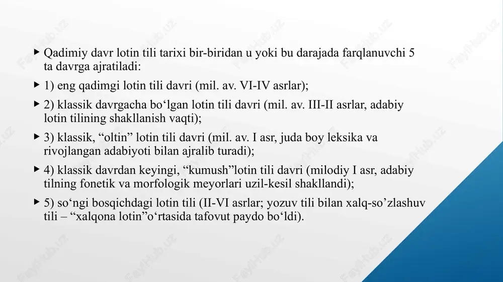 ri o’z asarlarida yunon tilidan qabul qilingan atamalardan tez-tez foydalanib turgalr, ma’nodosh so’zlar sifatida yunoncha va lotincha so’zlarni teng qo’llab turganlar. aristotel aristotel u hayvonlar klassifikatsiyasi asosini yaratib solishtirma anatomiya embriologiya soxasida dastlabki fikirlarni bayon etgan. “hayvonlar tarixi”, “hayvonlarning paydo bo’lishi”, “hayvonlar tanasining qismlari” degan asarlarni yozgan. bu asarlarda olim tabiatda hayvonlarning asta sekin rivojlanishi to’g’risida ba’zi fikirlarni ilgari surgan. yozilishi nomi o‘qilishi a a a a b b be b c c tse ts / k d d de d e e e e f f ef f g g ge g h h ga h i i i i j j yot y k k ka k l l el l m m em m n n en n o o o o p p pe p q q ku k r r er r s s es s / z t t te t u u u …