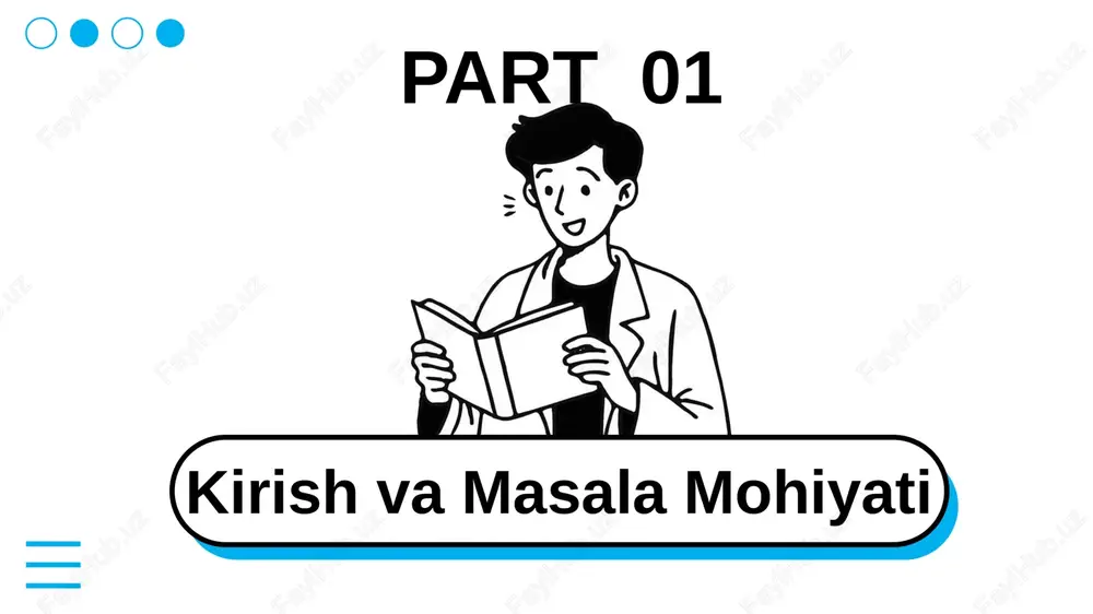 b uchun. bosqichma-bosqich tuzilishga mos, aniqroq. hisoblash murakkab. bo‘limlari aniq ajratilgan korxonalarda. algebraik eng aniq, o‘zaro bog‘liqlikni hisobga oladi. juda murakkab, dasturiy ta’minot kerak. yordamchi bo‘limlar o‘zaro katta miqdorda xizmat ko‘rsatganida. abc eng ob’ektiv, strategik tahlil uchun ajoyib. joriy etish qimmat va murakkab. yirik, ko‘p mahsulotli, raqobatli korxonalarda. 16 qaysi usulni qachon qullash kerak? kichik korxona oddiy tuzilish, kam mahsulot. nisbat yoki to‘g‘ridan-to‘g‘ri usul yetarli. o‘rta korxona tuzilishi aniq. bosqichma-bosqich usul optimal. o‘zaro xizmat yo‘qsa algebraik . yirik korxona ko‘p mahsulot, raqobat. abc ni joriy qilish raqobat afzalligini yaratadi. muhimi — hisob maqsadi, kerakli aniqlik darajasi va resurs imkoniyatini muvozanatlashtirish. 17 xulosa va amalga olish qadamlari part 06 18 xulosa: to‘g‘ri usulni tanlang xarajatlarni taqsimlash narx shakllanish, bo‘lim baholash va strategik qarorlar uchun asosdir. har bir usulning o‘ziga xos qo‘llanilish joyi mavjud. oddiy ishlarda: nislat usuli aniq manba borida: to‘g‘ridan-to‘g‘ri usul murakkab tuzilisha: bosqichma-bosqich usul strategik tahlilda: abc usuli 19 …