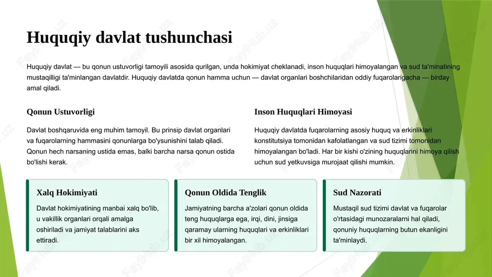 va ijtimoiy tinchlikning asosidir. qonun ijodkorligi va shaffoflik yangi qonunlar qabul qilinayotganda, qonun ijodkorligi organlari barcha niyatlarini ochiq qilib, xalq bilan konsultasiya qilishlari kerak. har bir loyiha muhofaza qilingan davr davomida o'rganiladi va turli stakeholder'lar bilan muhokama qilinadi. bu shaffoflik jamiyatda ishonch yaratadi va bu erkinlik qonunlarning samaradorligini oshiradi. mustaqil sud va nazorat sud tizimining mustaqilligi qonun ustuvorligi uchun muhimdir. mustaqil sudlar ijro etuvchi va qonun ijodkor hokimiyatlari o'rtasidagi munozaralarni hal qiladi va fuqarolar huquqlarini himoya qiladi. fuqarolarning qonunlarga hurmat bilan yondashishi qonun ustuvorligi shunchaki davlat organlari uchun emas, balki fuqarolar uchun ham zarur. har bir fuqaro qonunlarga hurmat bilan yondashishi, ularni bilishi va shaxsiy erkinliklarini qonun chekkanining limitiga qadar ishlata bilishi kerak. bu ruhiyat jamiyatda ijtimoiy musofa va adolat ta'minlaydi. iqtisodiy rivojlanish va huquqiy taraz qonun ustuvorligi tadbirkorlik faoliyati uchun zarur bo'lgan xavfsizlik va bashorat qilish imkoniyatini beradi. qonunlar barqaror va o'zgarmaydigan bo'lsa, tadbirkorlar uzunmuddatli smetalarini qila oladi va …