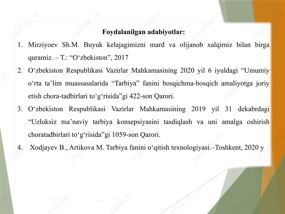 alarini rivojlantirishga to’sqinlik qiladi. shu sababli pedagogik jarayonda pedagoglar ushbu omillarni bartaraf etishga e’tibor qaratishlari lozim. quyidagi omillar shaxsda kreativlikni rivojlantirishga to„sqinlik qiladi: 1) tavakkal qilishdan qochish; 2) fikrlash va xatti-harakatlarda qo’pollikka yo’l qo’yish; 3) shaxs fantaziyasi va tasavvurining yuqori baholanmasligi; 4) boshqalarga tobe bo’lish; 5) har qanday holatda ham faqat yutuqni o’ylash kreativ muhitda pedagog bo’lajak o’qituvchilar diqqat-e’tiborini jalb etish maqsadida biror bir yangilikdan foydalanadi. qiziquvchanlik va shubhani uyg’otuvchi ma‟lumot, bo’lajak o’qituvchilarni o’ziga jalb etib, ularda o’qishga bo’lgan intilishni kuchaytiradi. oliy ta’lim muassasalarida ham pedagoglar bo’lajak o’qituvchilarda kreativ fikrlash ko’nikmalarini shakllantirish va rivojlantirishda ularning jamoa bo„lib, kichik yoki katta guruhlarda ishlashlari uchun zarur shart-sharoitni yaratib bera olishlari zarur. zero, katta va kichik guruhlarda ishlash jarayonida bildirilgan har qanday fikrni kreativ jihatdan rivojlantirish imkoniyati yuzaga keladi. pedagog kreativlik darslarida jamoa tuyg’usining ahamiyatini anglagan holda, doimiy ravishda guruhlarni o’zgartirib, bo’lajak o’qituvchilarda jamoa bo’lib ishlash, boshqalar qobiliyati va mahoratini hurmat qilish ko’nikmasini …