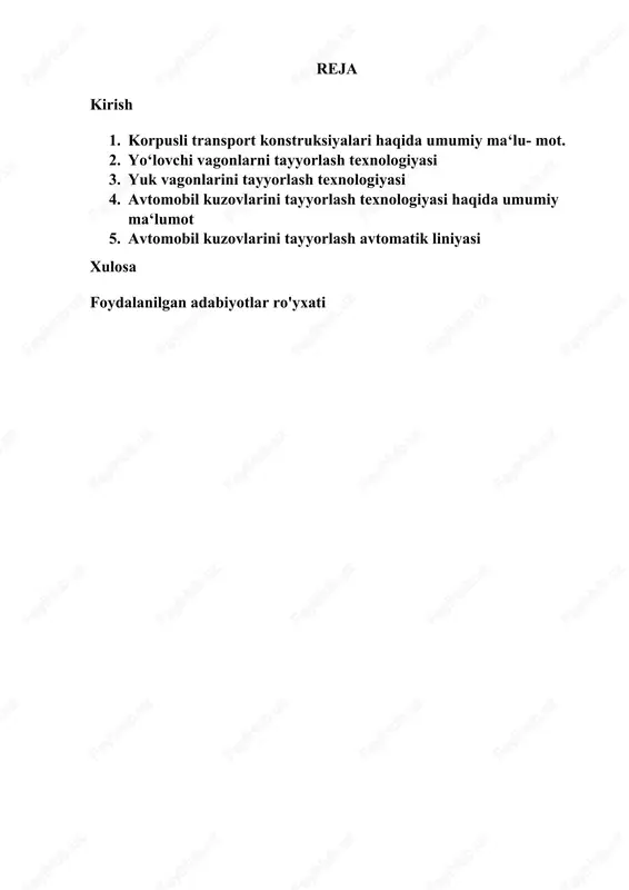 qarishda qo‘llanilib kelingan. metallarni biriktirish bronza asrida vujudga kelgan. payvandlash usullari bu vaqt davomida juda sekin rivojlangan, shuning uchun payvandlash usullari va qo‘llaniladi- gan jihozlarning o‘zgarishini ko‘rish qiyin. 1802-yilda rus olimi akademik v.v. petrov elektr yoyini ixtiro qiladi va yoy yordamida metallarni qizdirish va suyuqlantirish mumkin- ligini isbotlaydi. 1882-yilda rus muhandisi n.n. benardos erimaydigan ko‘mir elektrodi bilan elektr yoyli payvandlash usulini ixtiro qildi. 1888- 1890 yillarda rus muhandisi n.g. slavyanov esa eriydigan metall elektrod yordamida payvandlash usulini taklif qildi. bu usullar hozirgi zamonda metallarni payvandlashda asos bo‘lib xizmat qilmoqda. 1. korpusli transport konstruksiyalari haqida umumiy ma‘lumot. avtomobil kuzovi, temir yo‘l vagonlari korpusli transport konstruksiyalari hisoblanadi. bu konstruksiyalar yassi yoki bukilgan listli elementlardan tashkil topadi, dinamik va vibratsion yuklanishga bardosh beradigan qattiq hajmli konstruksiyaga ega bo‘ladi. yo‘lovchi vagoni kuzovi yupqa listli (s=1,5-4 mm) tashqi obshivka 1 bilan qoplangan bukilgan z shakldagi profildan tashkil topgan asos-panjaraga 2 (13.1-rasm) ega. obshivka maxalliy turg‘un- …