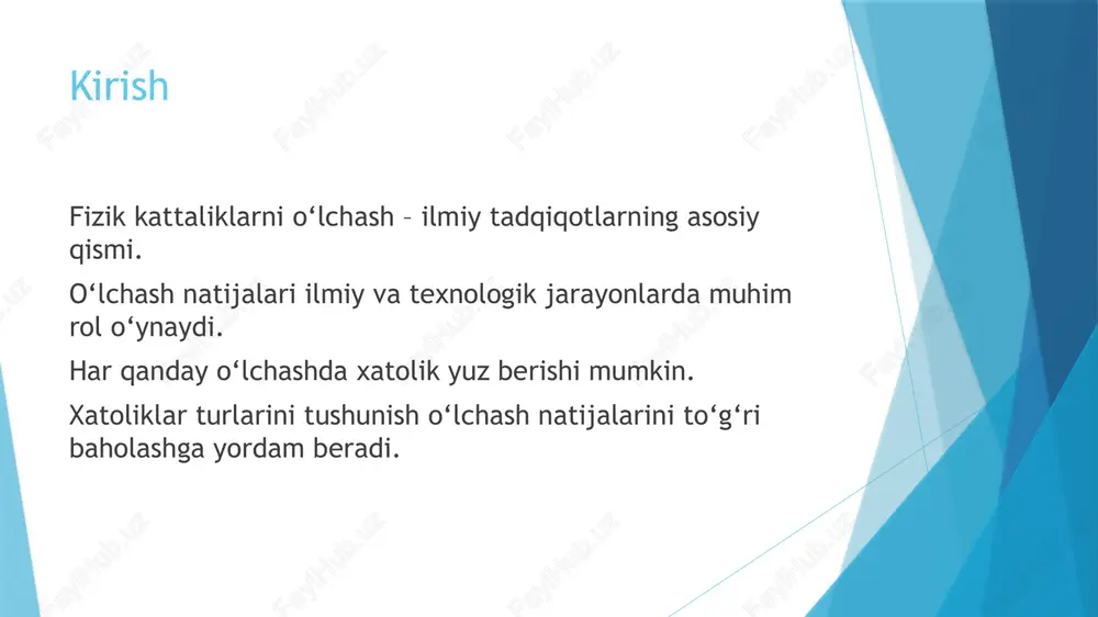 fizik kattaliklar oʻlchash xatoliklar turlari - Page 3